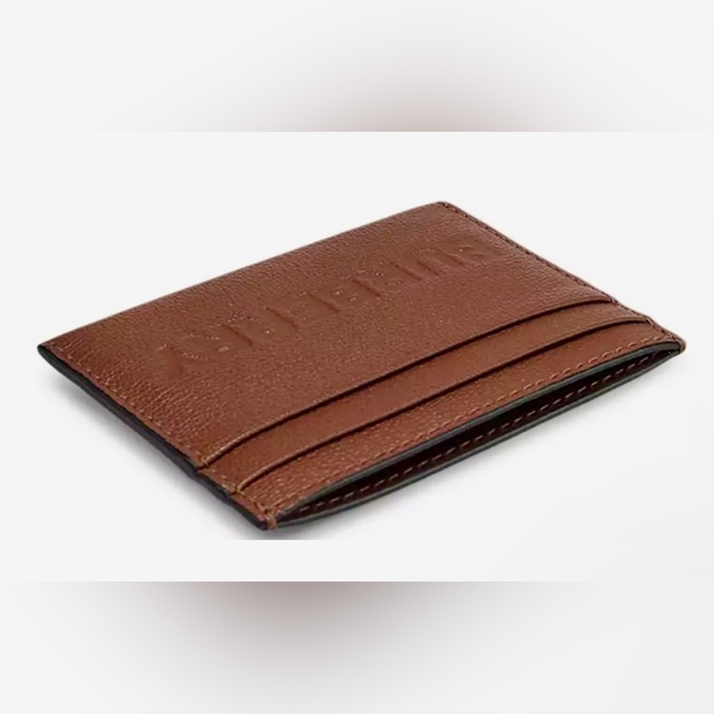 NWT Burberry Sandon Logo Brown Embossed Smooth Leather Card Case Wallet Dust Bag - Picture 4 of 8
